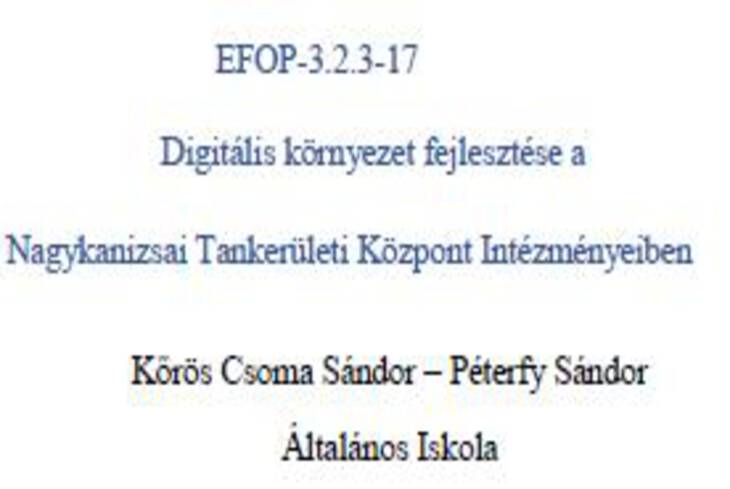 EFOP-3.2.3-17 Digitlis krnyezet a kznevelsben